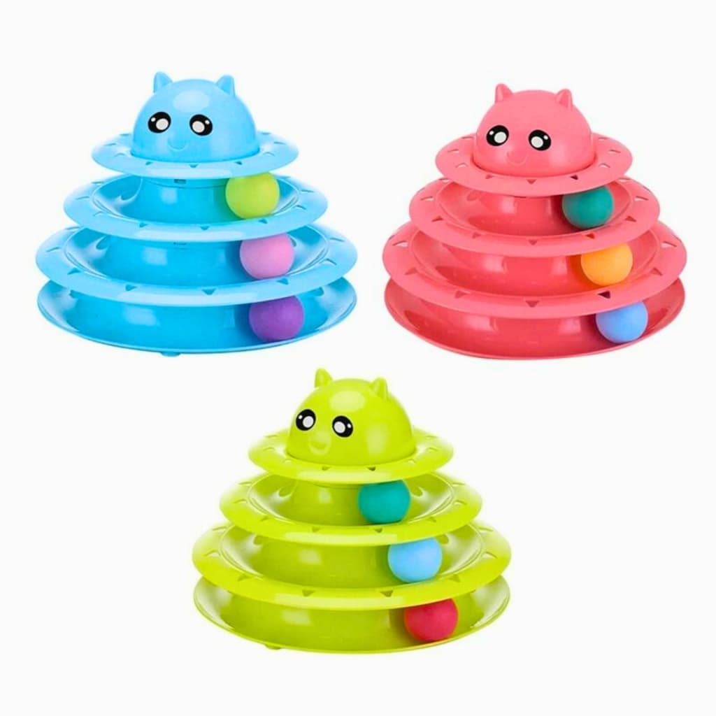 Brinquedo Interativo para Gatos Torre de Bolinhas Coloridas