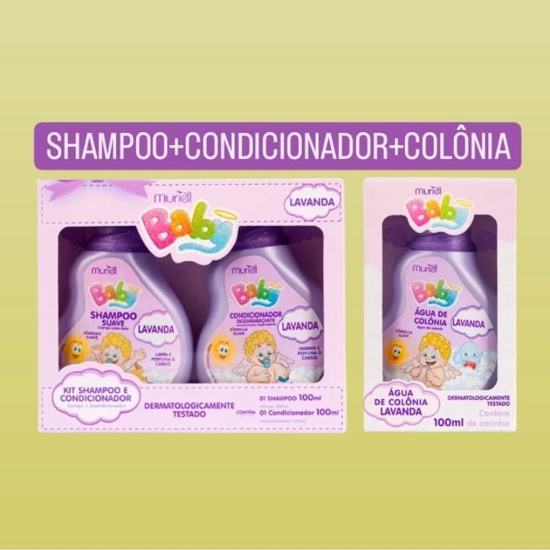 Kit Muriel Baby Lavanda Shampoo Condicionador Colonia 100 ml
