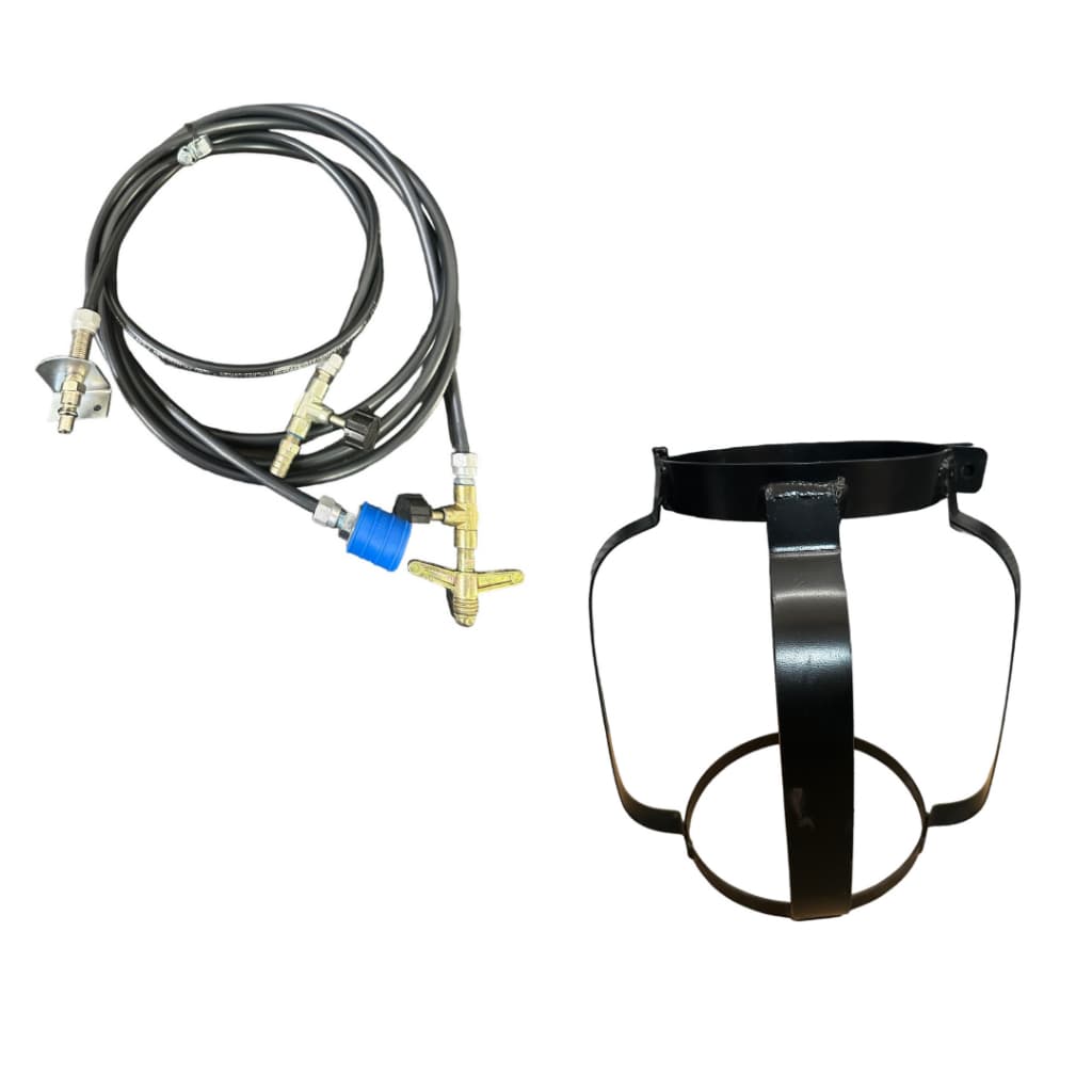 Suporte Botijao De Gás 13kg + Kit Mangueira de Registro Caminhao Carreta Onibus Motorhome Trailer Acessorios