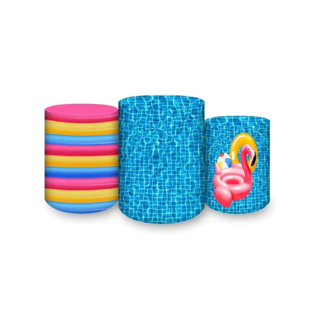 Capas De Cilindro Sublimados Veste Fácil C/ Elástico Tema Pool Party