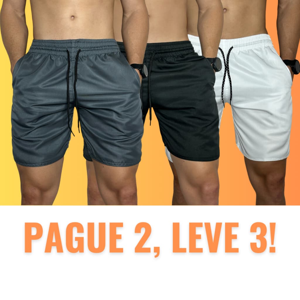 Kit 3 Short Mauricinho Masculino Tactel Grosso Bermuda Lisa Masculina Shorts de Elástico