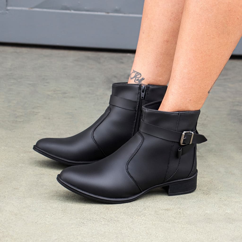 Bota Feminina Ziper Cano Curto Salto Baixo Grosso Coturno Feminino Botas Moderna