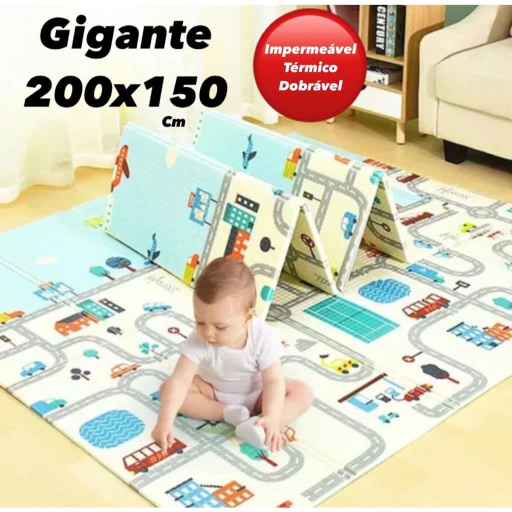 Tapete Infantil Dupla Face Atividade colorido 200 x150 Estampas Diversas PROMOCAO