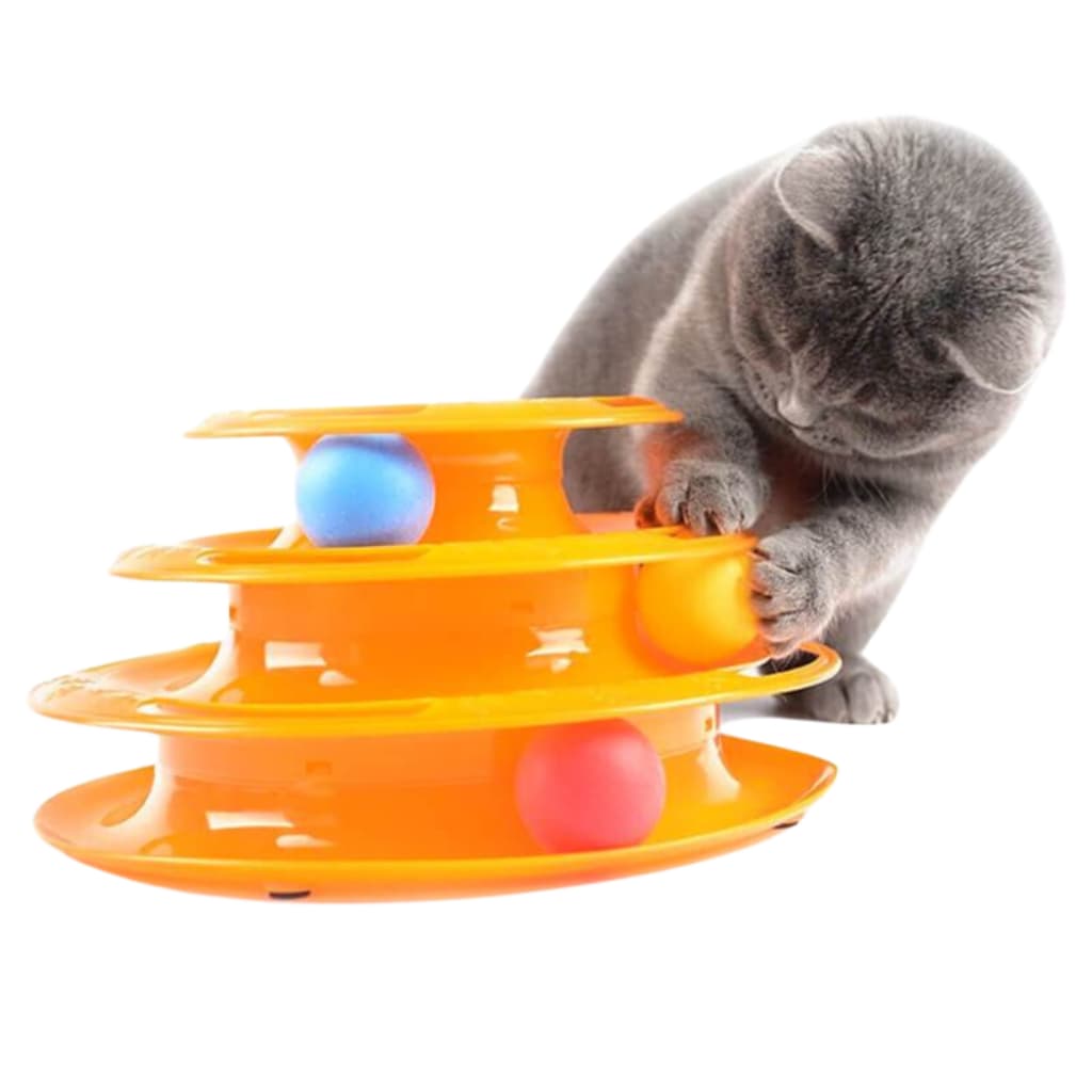 Brinquedo Interativo para Gatos Torre de Bolinhas Coloridas