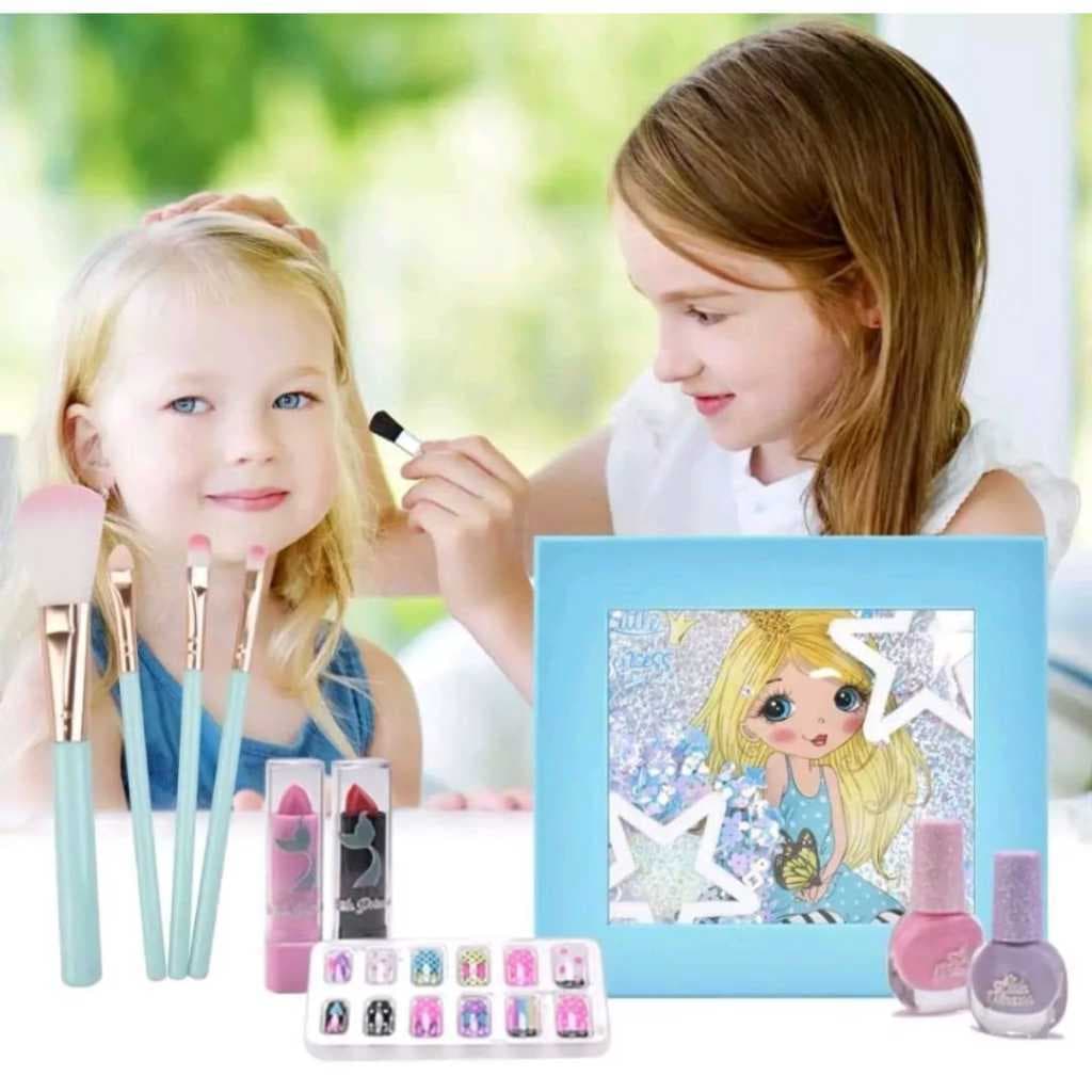 Kit Maquiagem Infantil Lavável Estojo Com Acessórios Princesa