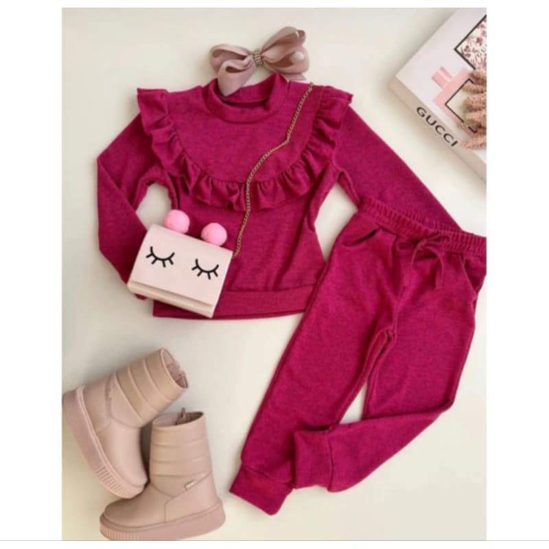 conjunto infantil de lanzinha para menina perfeito para o inverno bem quentinho