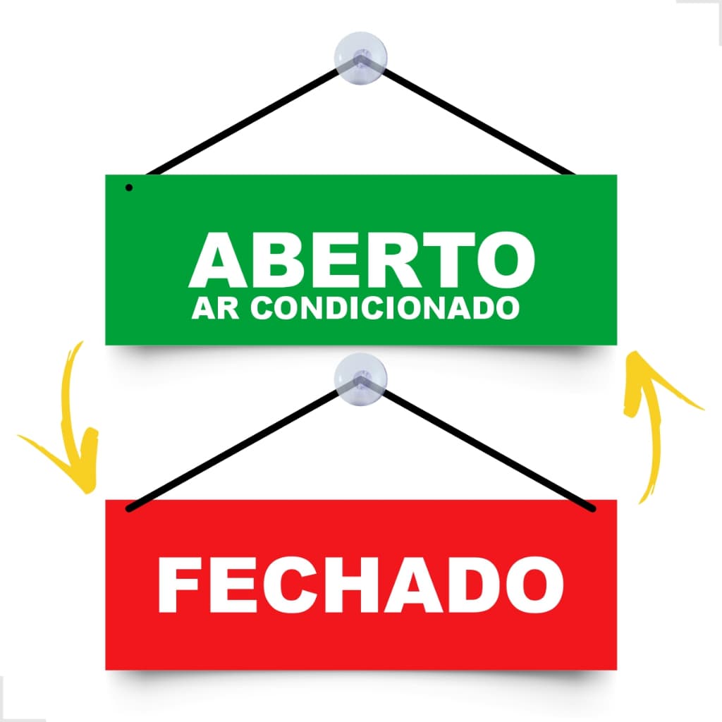 Placa Aberto Fechado com Ar Condicionado Para Porta De Vidro