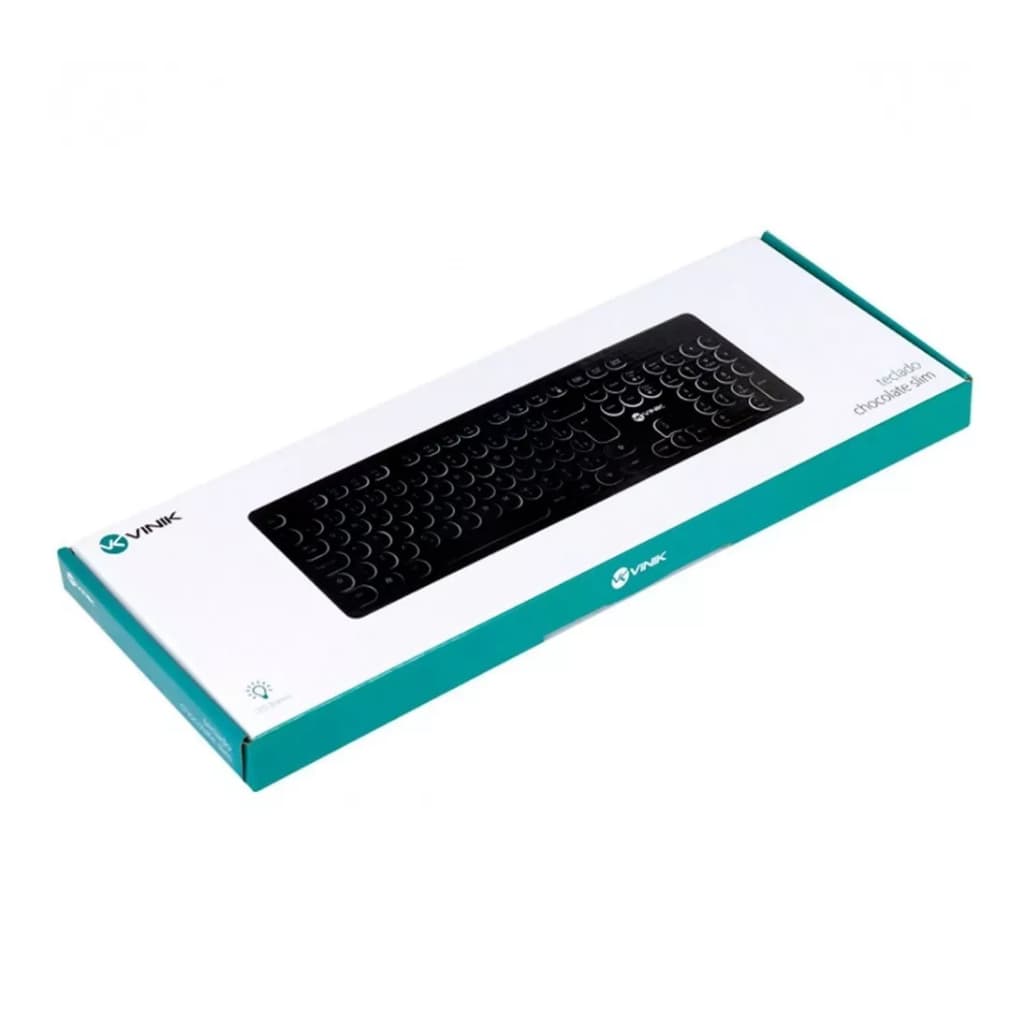 Teclado Chocolate Slim Usb Abnt2 1,8 Metros Cabo Led Branco