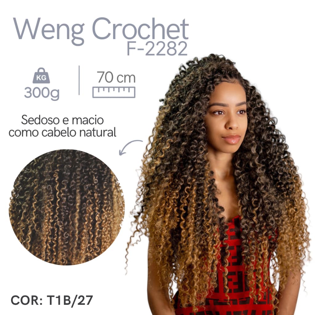 Cabelo Cacheado Fibra Orgânico Para Crochet Braids - Weng 300Gr 70Cm Pronto Para Colocação + BRINDE