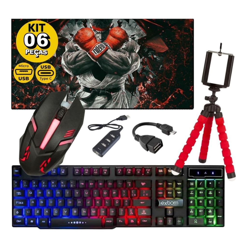 Kit Gamer Mobilador Completo Top Teclado Mouse Promoção F F