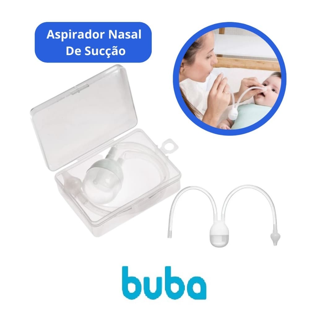 Aspirador Nasal Buba com Estojo + 0 Meses - Buba, Aspirador com compartimento Higiênico Gripe, Coriza, Alívio para Bebês