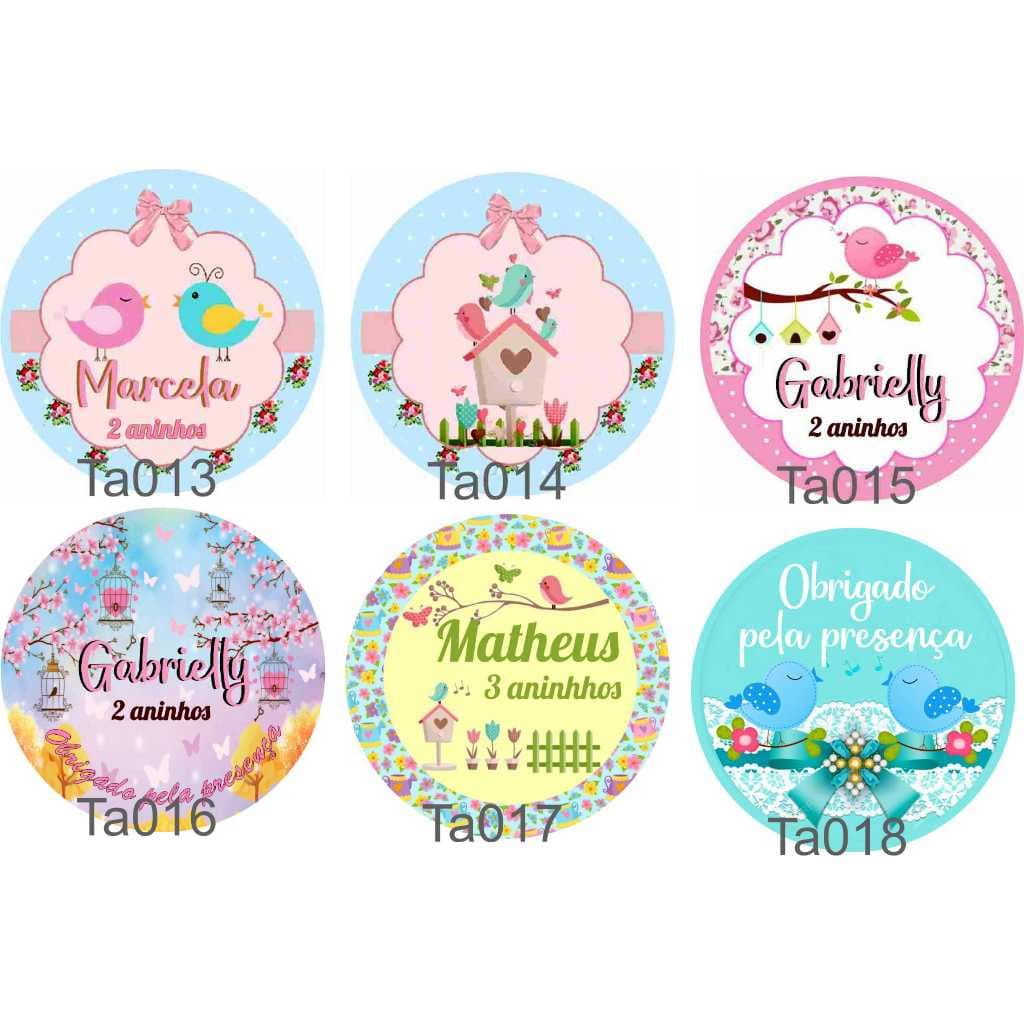 Tags Adesivas Personalizadas para Bolo no pote, aniversário, doces COM A SUA ARTE