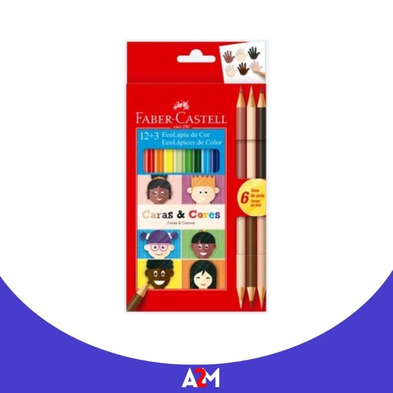 Lápis de Cor 12+3 EcoLápis Faber-Castell Caras & Cores