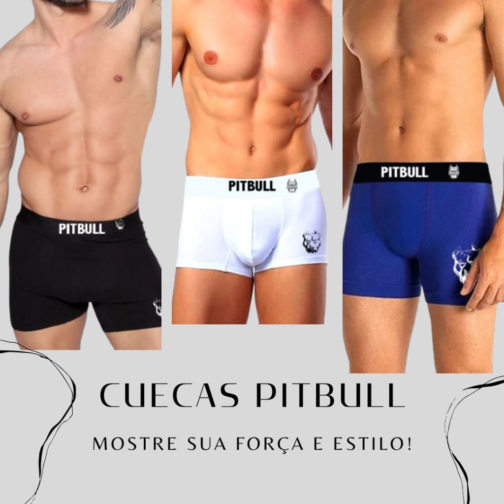 3 CUECAS BOXER LUXO PITBULL AMERICAN ORIGINAL - ESCOLHA AS CORES