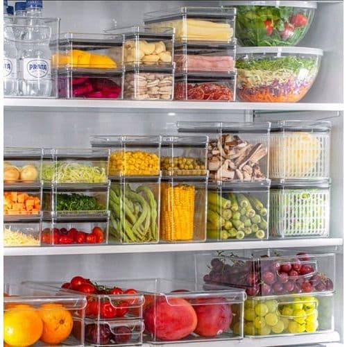 Pote Hermético Empilhável Acrílico Transparente Quadrado | Porta Alimentos Mantimentos 1100ml, 1400mle 1900ml