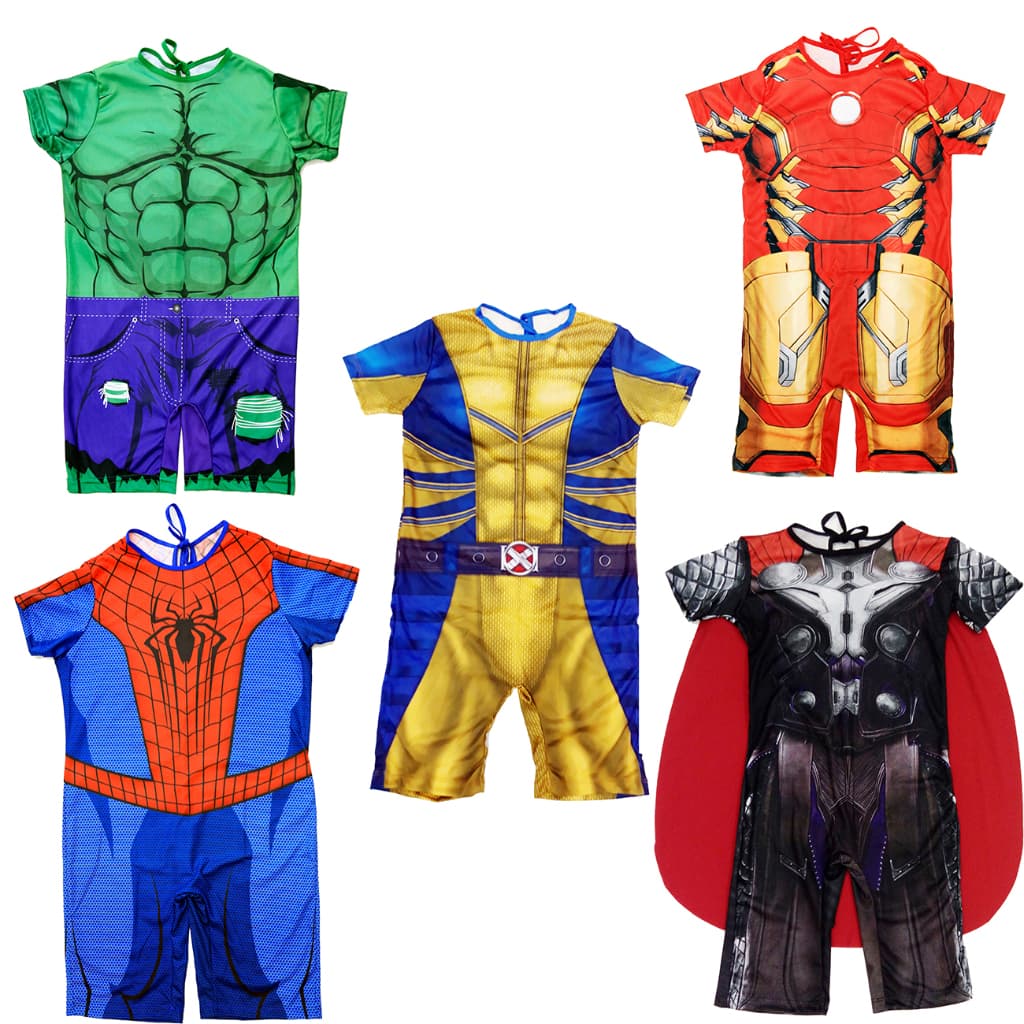 Fantasia Infantil Hulk, Homem de Ferro, Wolverine, Homem Aranha e Thor