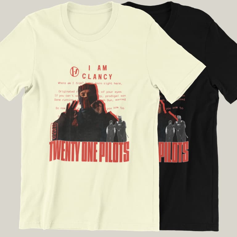 CAMISETA I AM CLANCY  TWENTY ONE PILOTS ALGODÃO