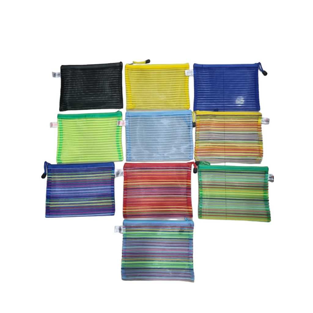 Pastas De Arquivo Transparente Com Zíper Malha A5(M)
