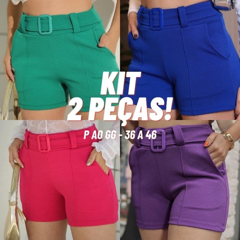 Kit 2 Shorts Feminino Social Malha Crepe ENVIO IMEDIATO 36 ao 46