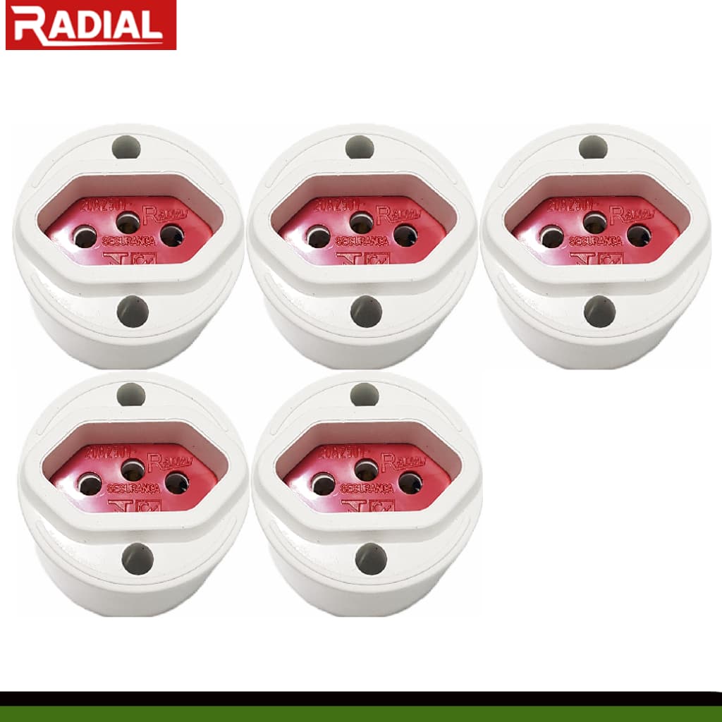 Kit 5un Tomada 20A Vermelha Sobrepor Externa 110V-220V