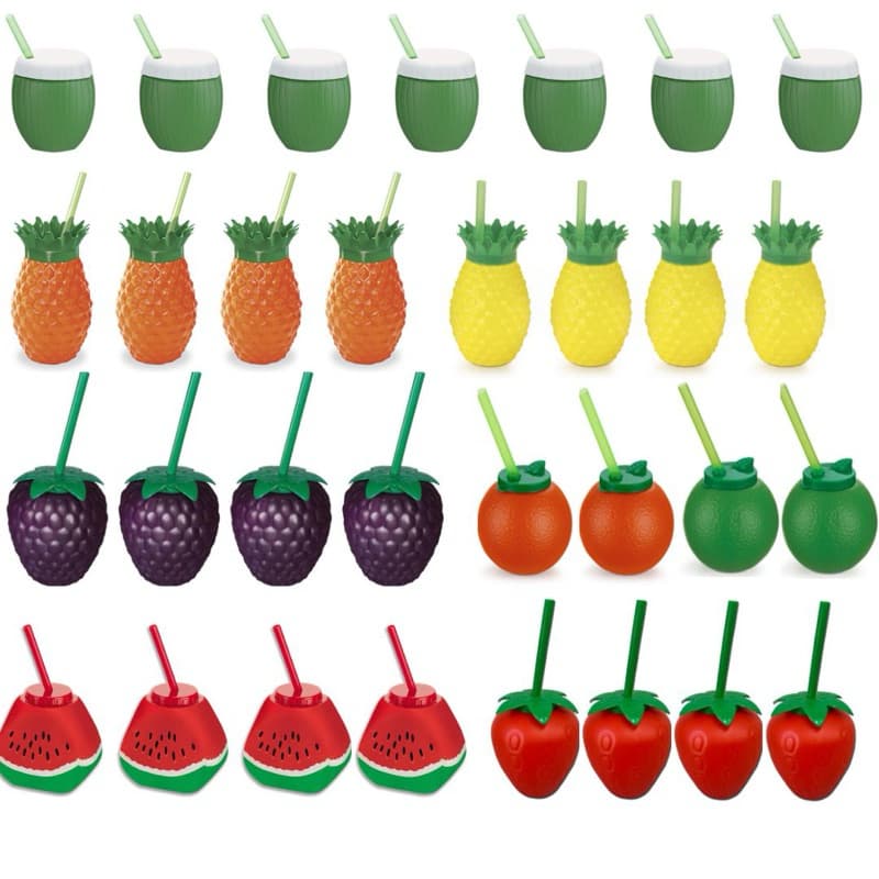 kit 31 copos laranja melancia limão morango uva coco abacaxi festa tropical