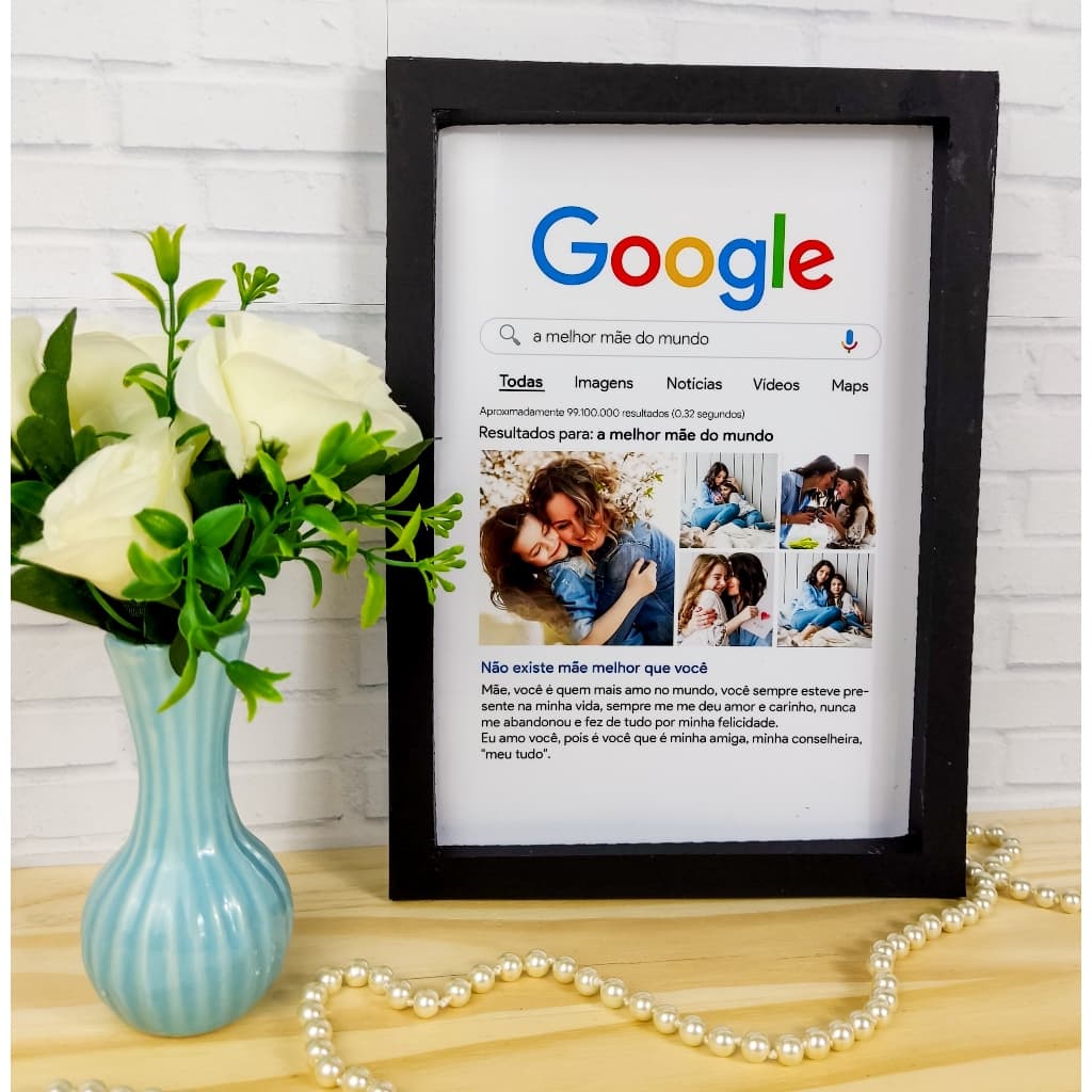 Quadro e Moldura Google - Dia das Mães - Moldura com vidro -