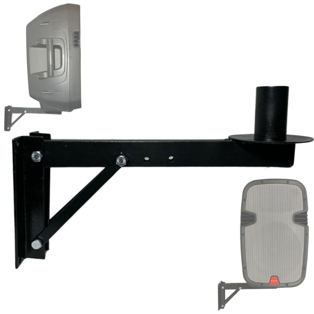 SUPORTE REGULÁVEL PARA CAIXA DE SOM PARA PAREDE REFORÇADO SUPORTA ATÉ 40KG PARA CAIXA DE 12 15 10  COR PRETO 30,CM.