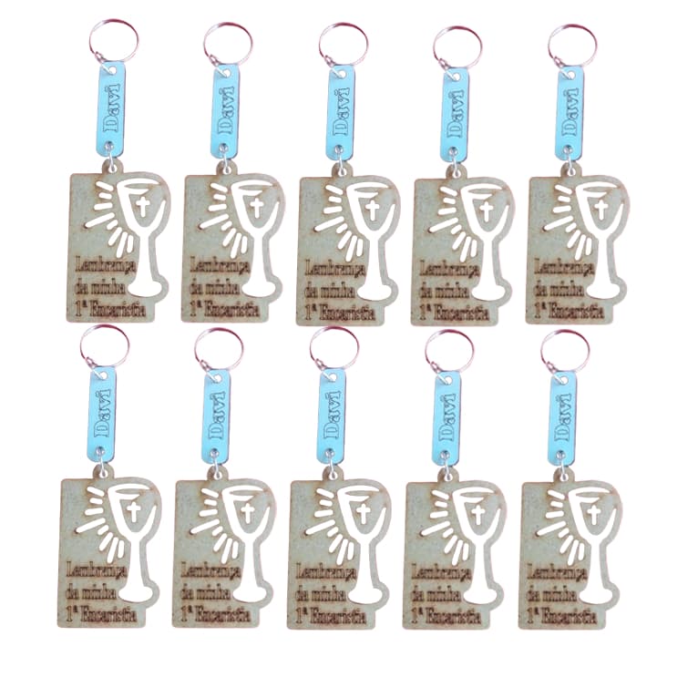 Kit Chaveiros Eucaristia Lembrancinhas Religiosas Chaveiro 1ª primeira Comunhão Lembrança de MDF Religioso Personaliza