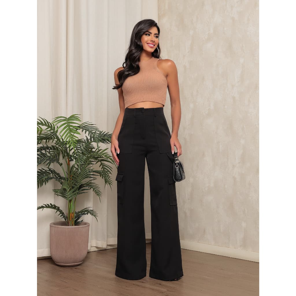 Calça Cargo Pantalona Alfaiataria