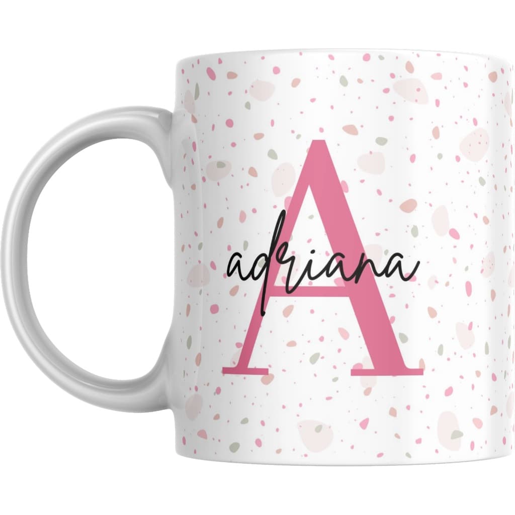 Caneca com inicial e nome fundo granilite Porcelana caneca personalizada, presente criativo