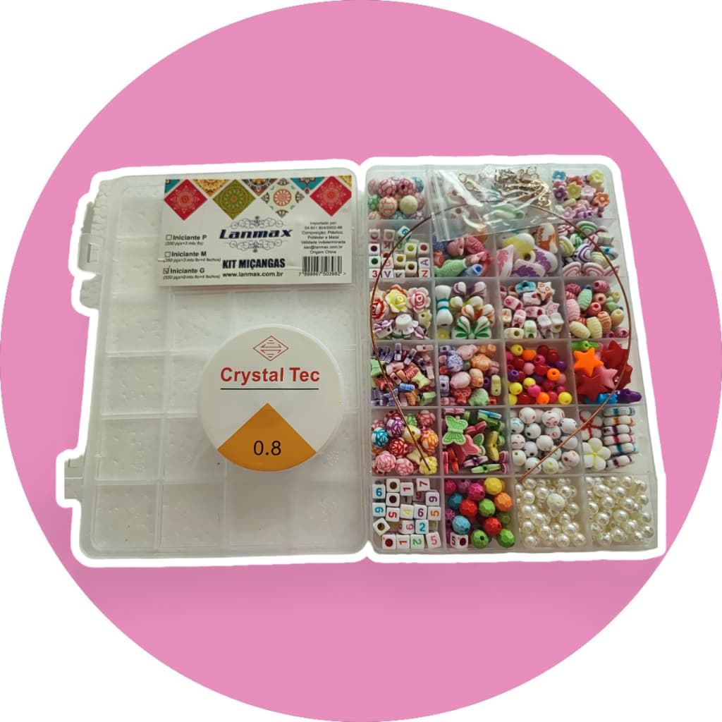 Estojo Kit Miçangas Infantil 550 peças + Coloridas Maleta Para Montar Pulseiras Colares Bijuteria