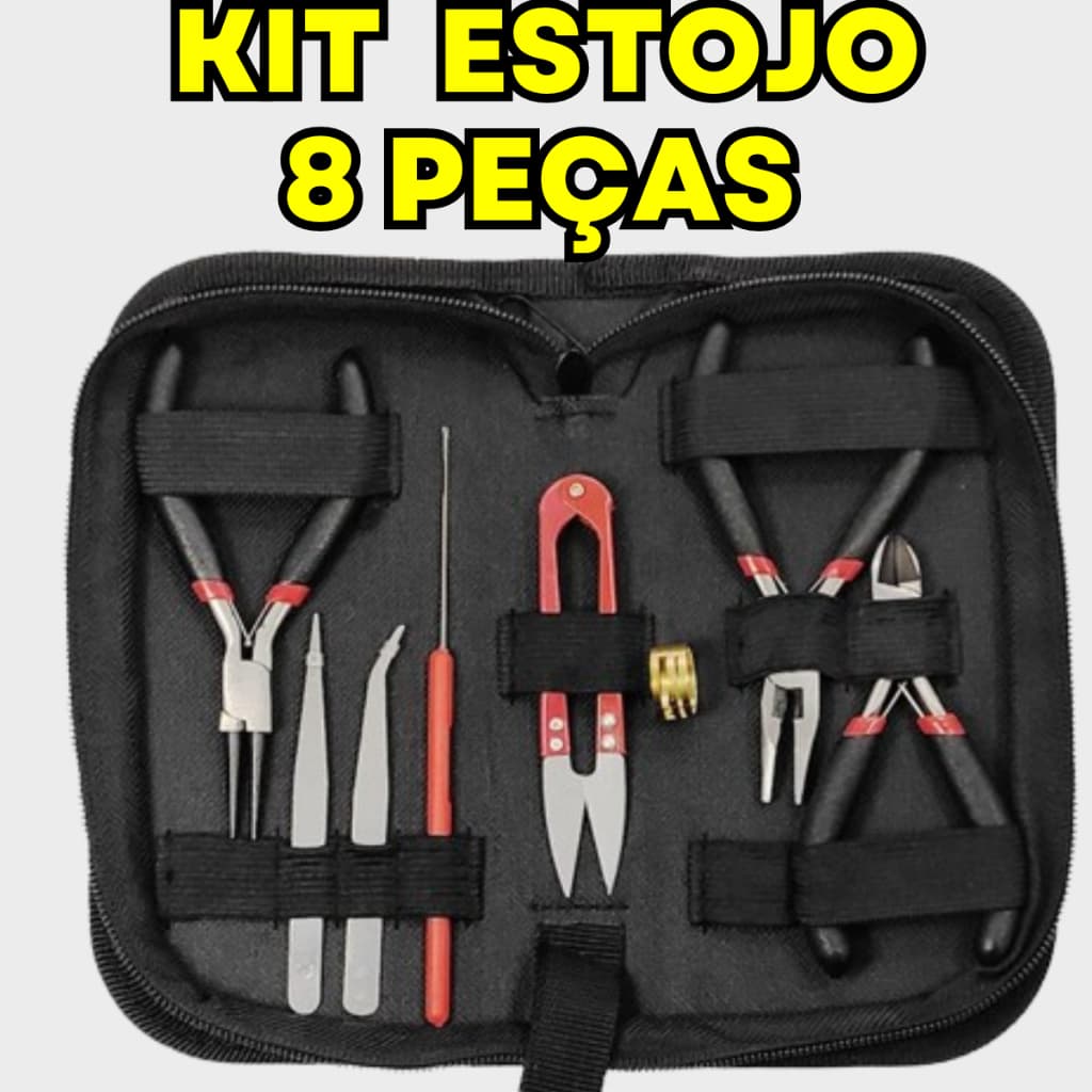 Alicates Artesanato Bijuteria Kit 8 Peças Com Estojo Com Acessórios Pinça Ferramentas lanmax