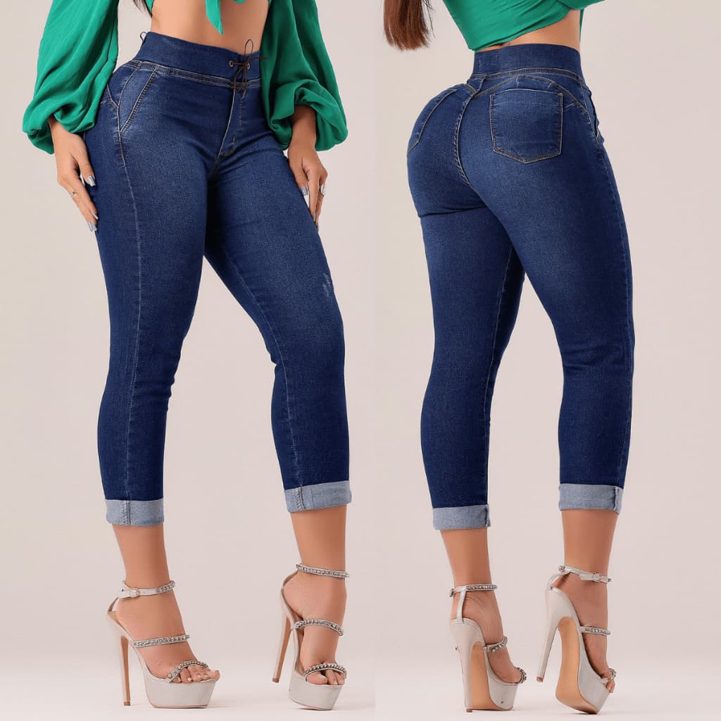 Calça Capri Jeans Feminina Cos Alto Premium Cintura Alta Levanta Bumbum Altissima Qualidade Plus Size