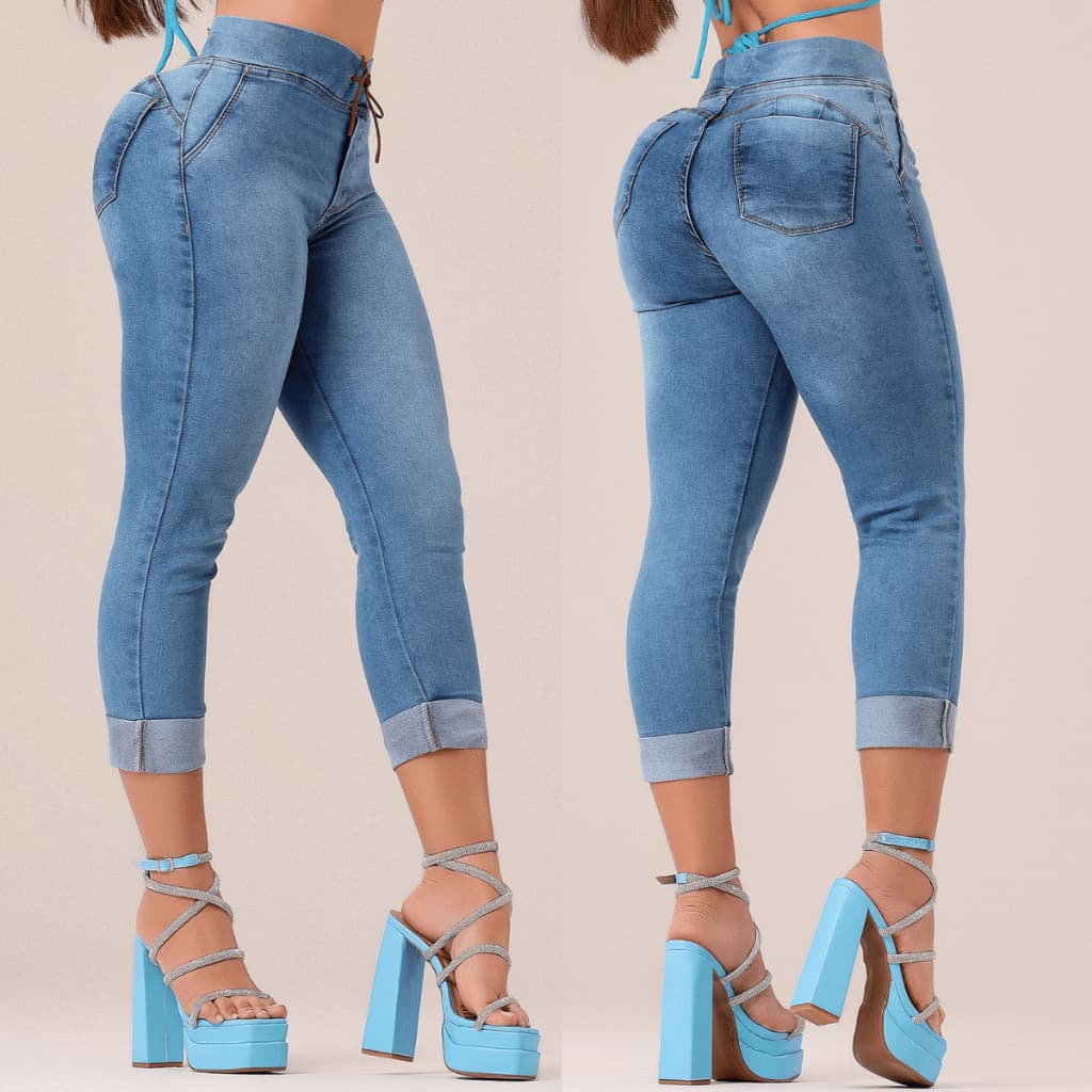 Calça Capri Jeans Feminina Cos Alto Premium Cintura Alta Levanta Bumbum Altissima Qualidade Plus Size
