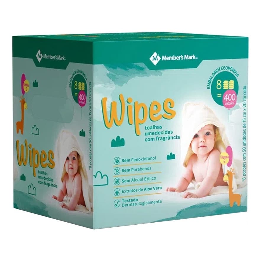 Toalhas Lenços Umedecidos Wipes Com Perfume  - Members Mark 400 Lenços 8x50unds