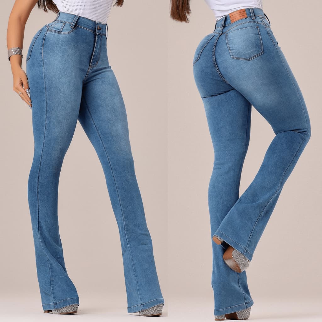 Calça Jeans Feminina Flaer Com Elastano Lycra Jeans Feminino Calça Premium Pantalona Calça Jeans Flare Feminina
