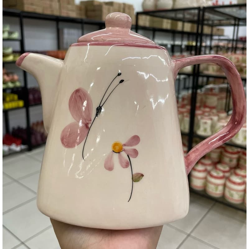 Chaleira Bule De Chá Em Cerâmica Pintado Á Mão