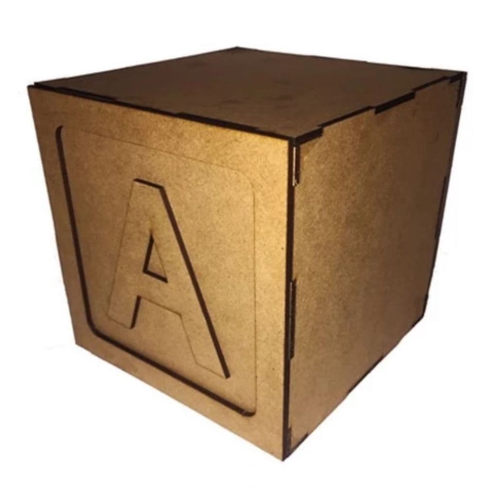 Kit Cubos 30cm MDF CRU DESMONTADO Com Letra e Moldura