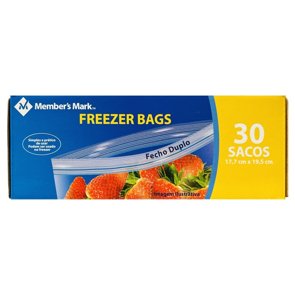 Kit 30 Sacos Bag para Freezer Member’s Mark Médio 17,7 x 19,5 cm