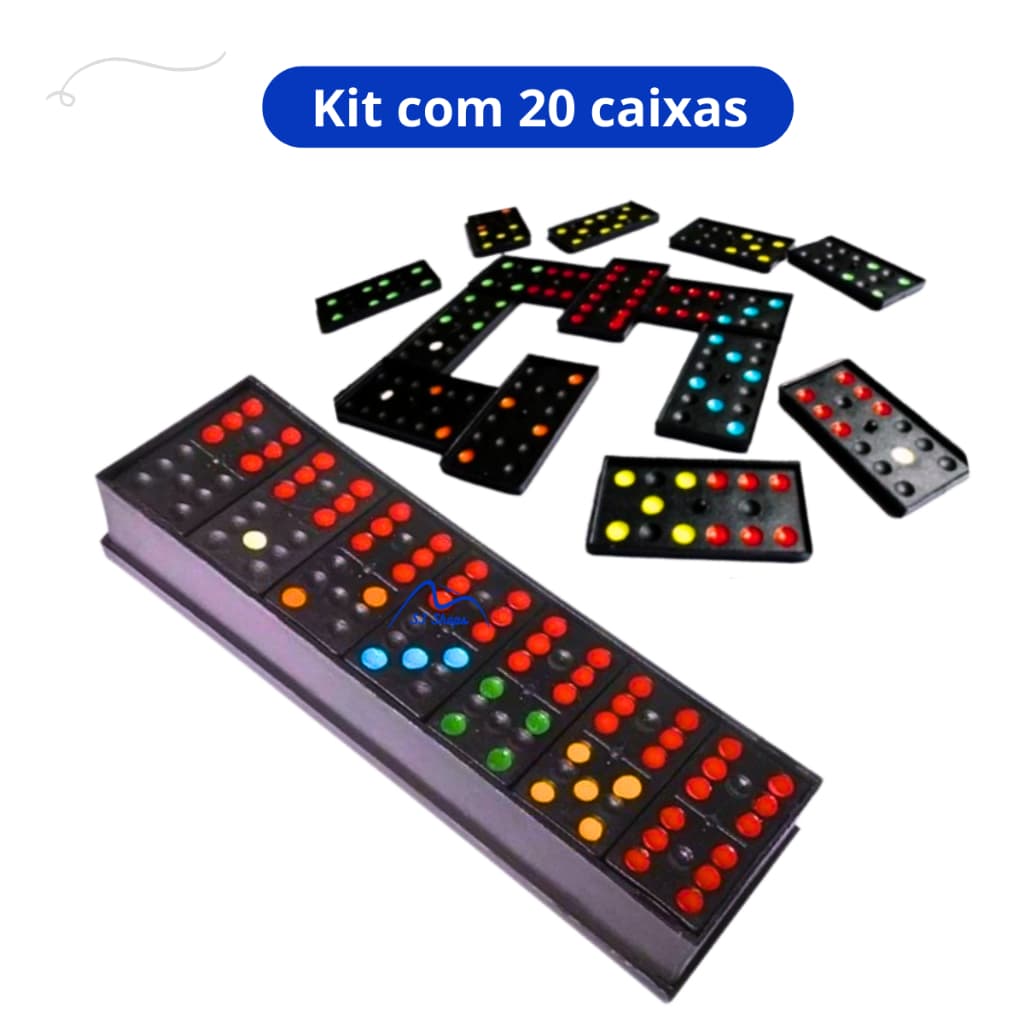Kit 5 ,10 e 20 Jogo de Dominó Plástico Infantil Lembrancinha Festa Prenda 28 peças bolinhas pintadas