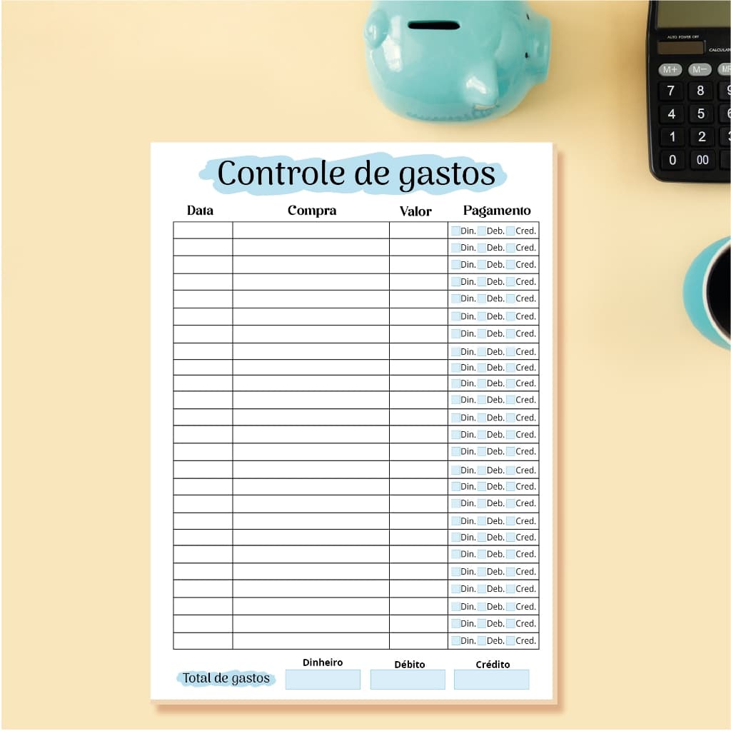 Bloco Destacável de Controle de Gastos - Tamanho A5 (21x15 cm)