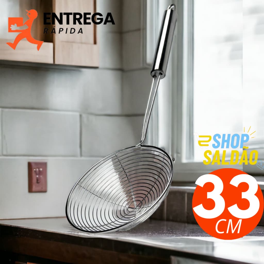 Escumadeira para Fritura Inox 33cm Espumadeira OFERTA