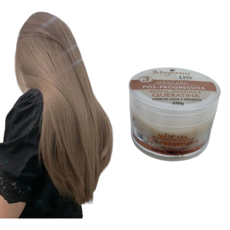 Cabelo liso Máscara 3 em 1 biotina pantenol queratina pós química e escova progressiva
