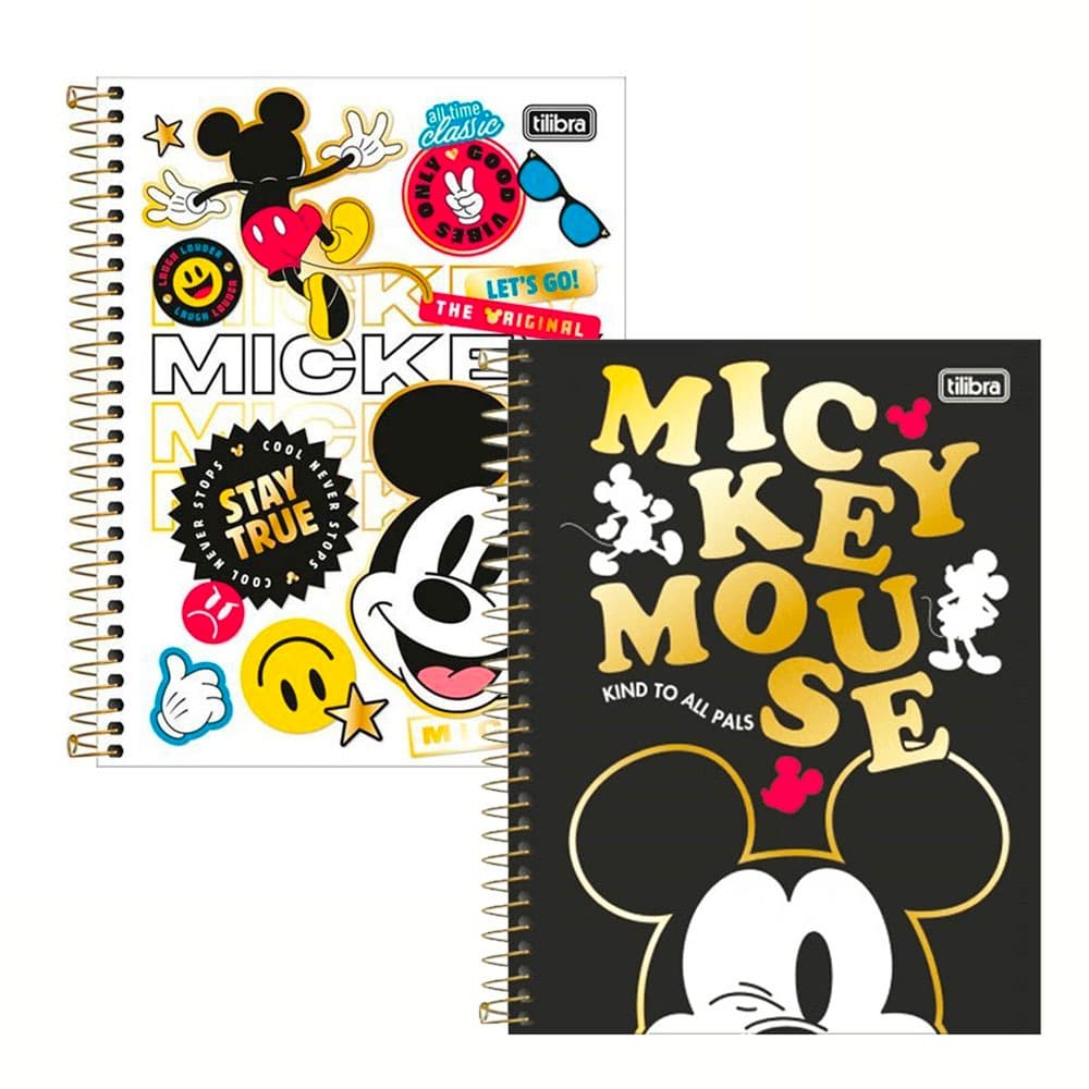 Caderno espiral 10 matérias colegial mickey tilibra