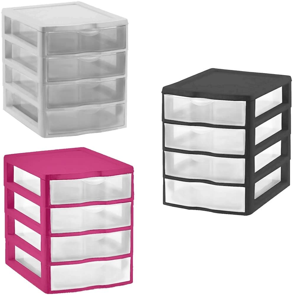 Gaveteiro organizador plástico 4 gavetas pequeno Nitron