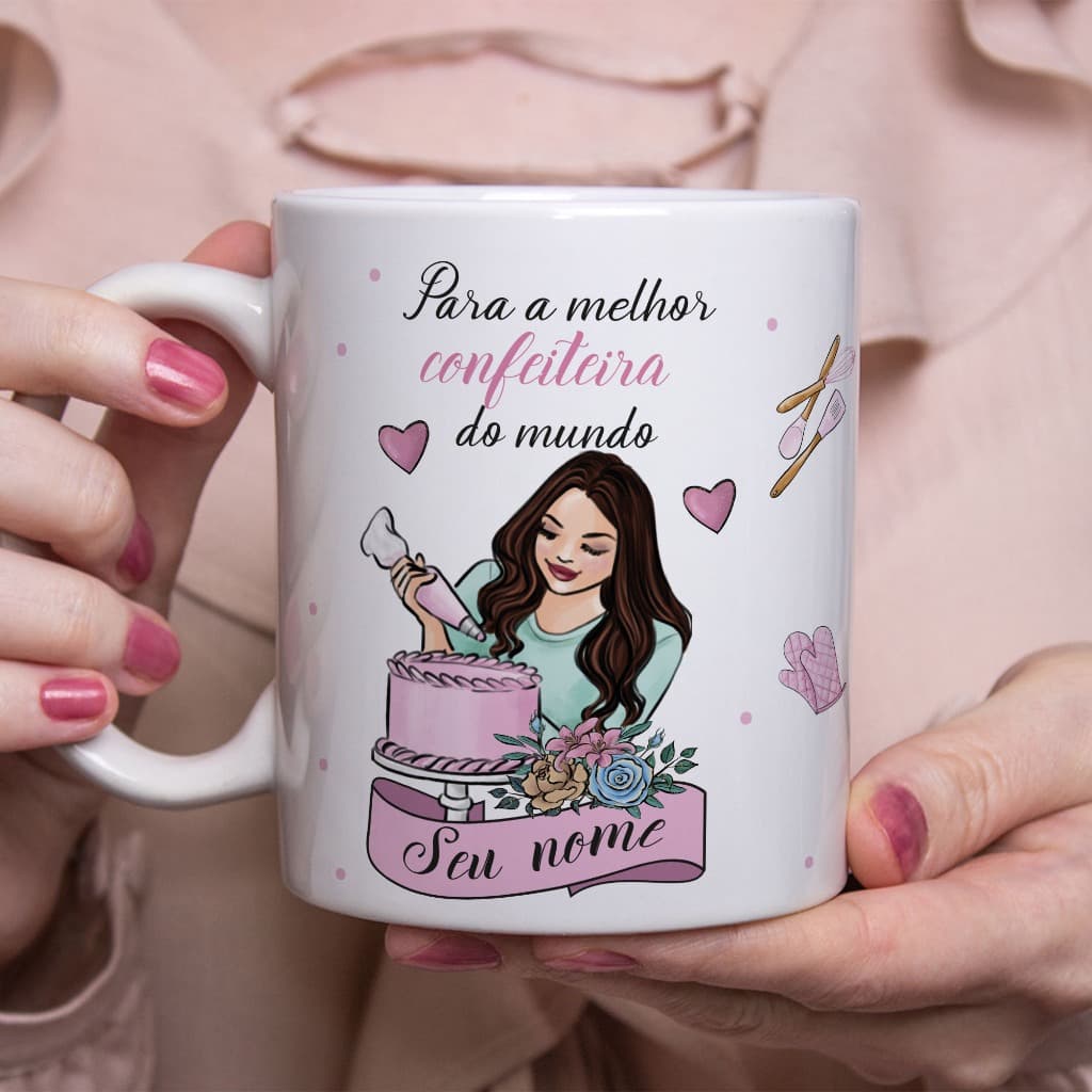 Caneca personalizada profissão confeitaria confeiteira presente criativo amiga