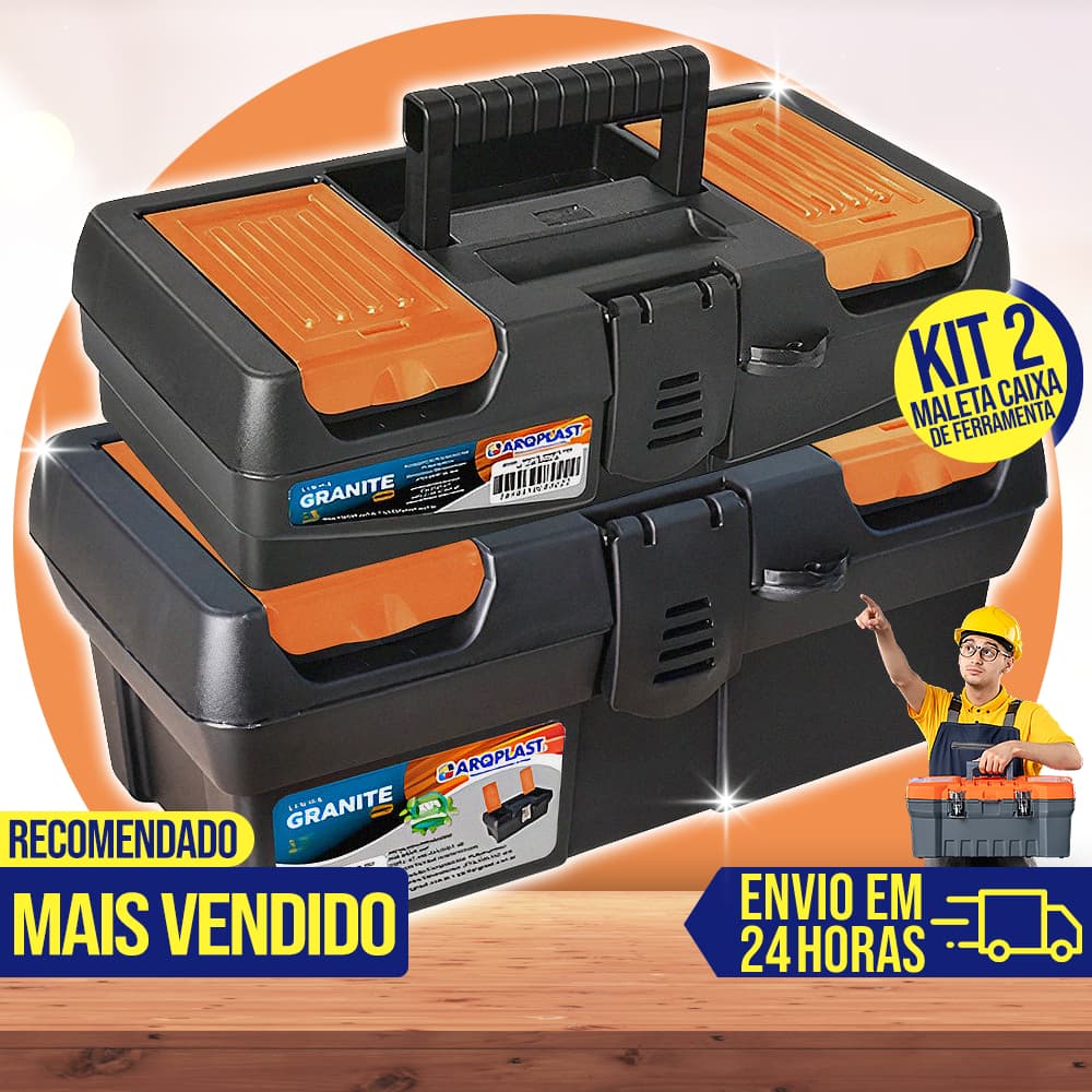Kit 2 Maletas Caixa de Ferramentas Grande Reforçada Organizador Tática Resistente Cabe Makita Parafusadeira Eletricista