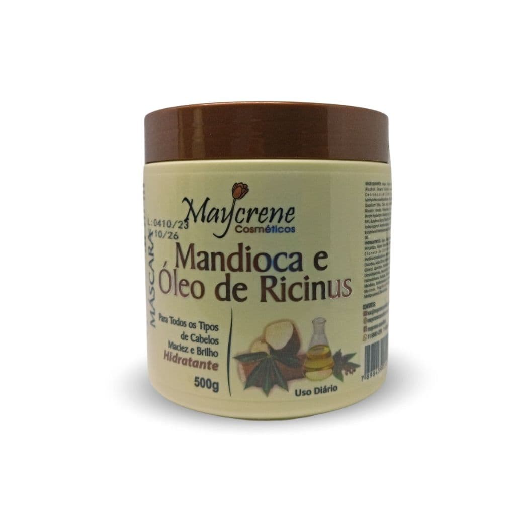 Máscara de Mandioca e óleo de Ricinus Maycrene 500G  Hidratação Para todos os tipos de cabelo