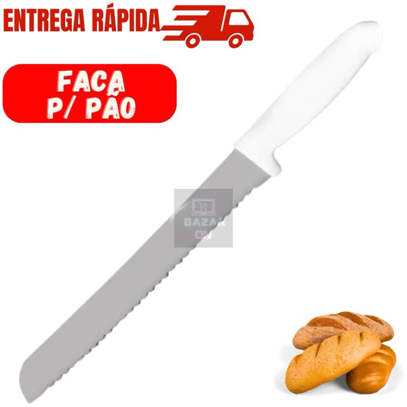 Faca Para Pão Com Serra Aço Inox Cabo de Madeira Original Resistente