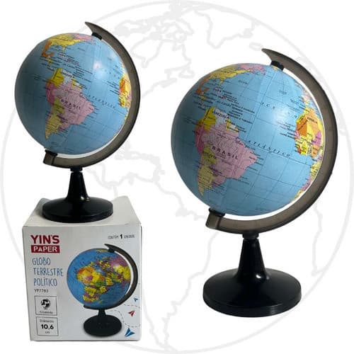 Globo Terrestre Político 17cm em Português com Base Educativa Ideal para Estudos, Decoração e Escola
